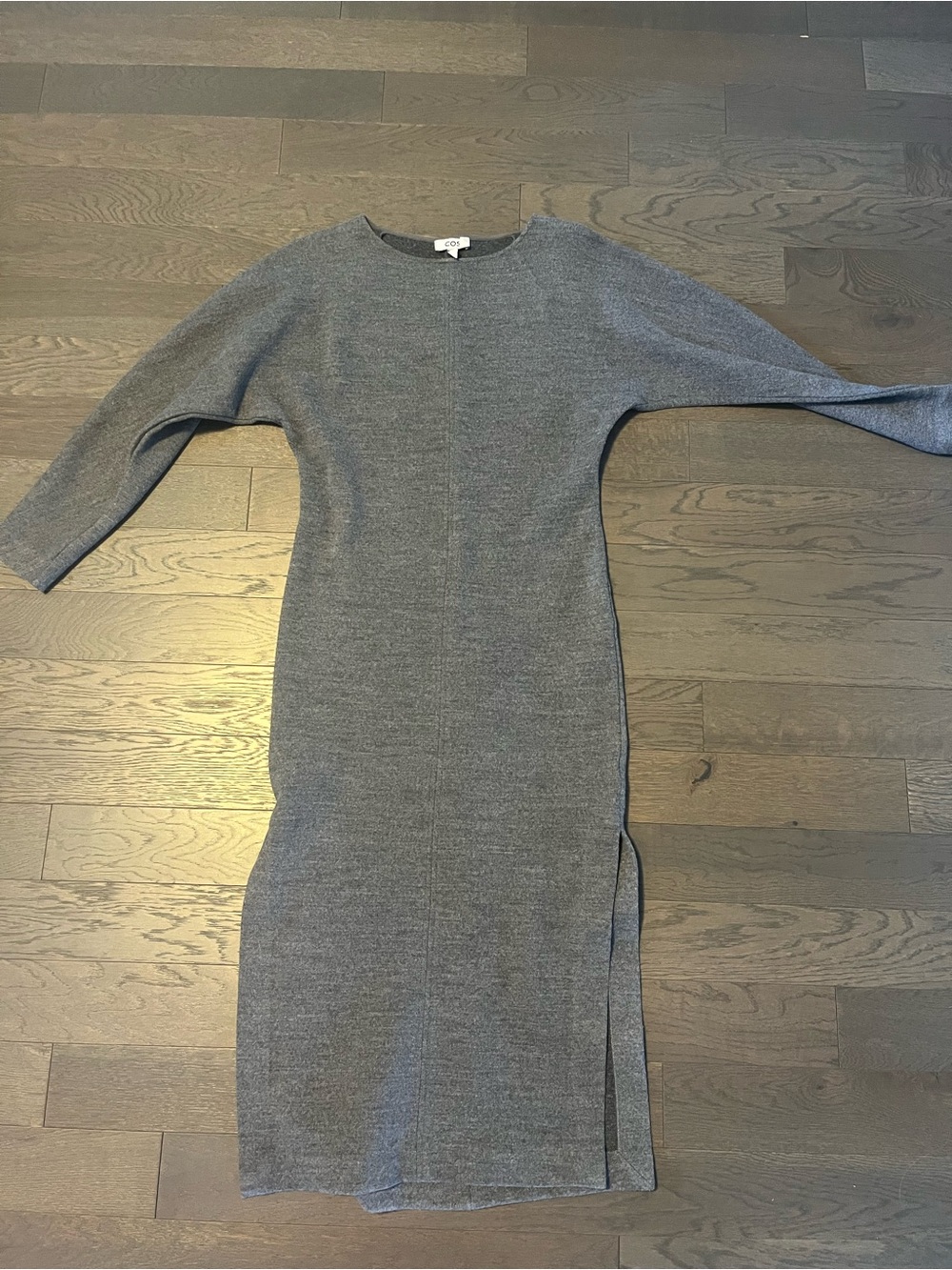 COS Gray Ribbed Midi Dress